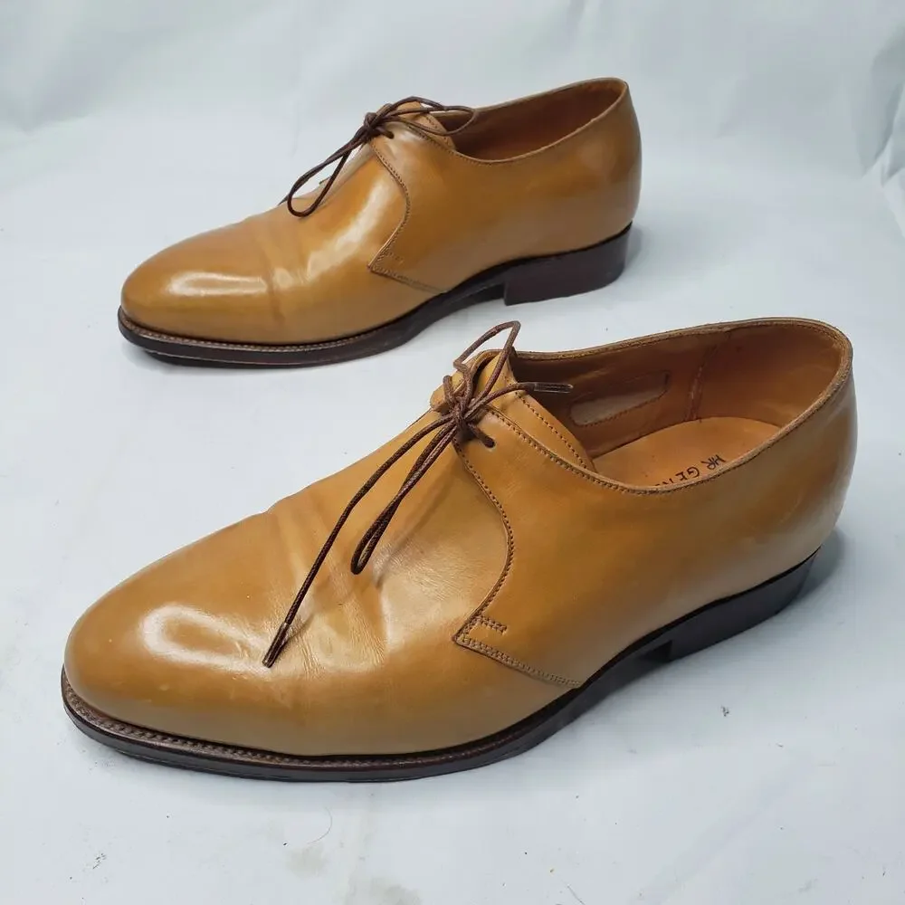 RARE SILVANO LATTANZI BROWN TAN SMOOTH LEATHER SINGLE LACE DRESS SHOES SIZE 6